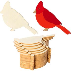 20Pcs Unfinished Cardinal Shape Wooden Bird Wood Tag Hanging Wood Cutout Slices Wooden Tags with Twine for Christmas Thanksgiving Day Holiday Wedding Birthday Party Garden Decoration