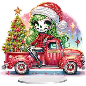5D Diamond Art Painting Ornaments Kits Christmas Wreath, DIY Diamond Art Painting Desktop Ornament, Special Shaped Crystal Rhinestone Diamond Art Table Top Home Office Christmas Decor (24.1x23.5cm)