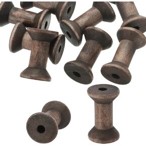 PATIKIL Wooden Empty Spools 2" x 1.4", 40Pcs Unfinished Wood Sewing Thread Spool Natural Wire Weaving Bobbins for Crafts Embroidery, Dark Brown