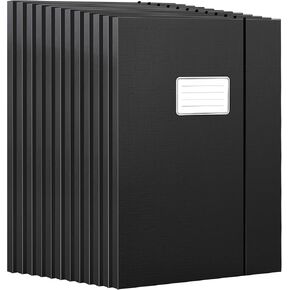 JiaWei File Folders, 12 Packs of Black File cases with Lable, 0.5×9×12.5 inches Black Folders for Office and School.