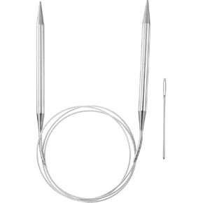 HARFINGTON Circular Knitting Needles 31.5" Stainless Steel US 6/4.0mm Knitting Needles 5.51" Short with Large Eye Sewing for Fast Knitting Sweater Sleeves