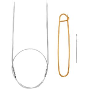 HARFINGTON Circular Knitting Needles 16" Stainless Steel US 4/3.5mm Knitting Needles 4" with Knitting Stitch Holder for Fast Knitting Tip to Tip Sweater Scarves Necklaces