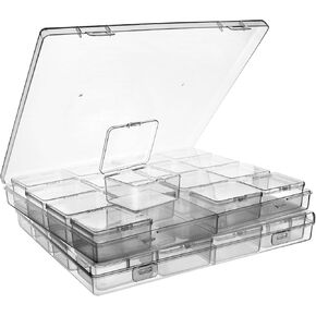 ZIIYAN Bead Storage Containers, 64 Small Clear Plastic Bead Organizer Box with Hinged Lid, Craft Organizers and Storage, Small Storage Containers for Diamond Painting Art, Small Parts, Jewelry Charms