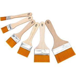 AIMI Paint Brushes Set 6 Pack Treated Wood Handle Drawing Brushes for Art Painting Crafts Wall Furniture Paint Brush for Kids Art Home Improvement Paint Supplies