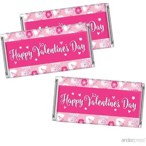 Andaz Press 2 Inch Round Valentine Flower Stickers, Large Pink Happy Valentines Day Stickers, Valentine Stickers, Happy Valentine's Day Labels, 40 Pack Valentines Day Stickers for Kids