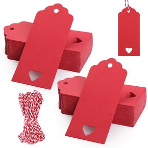 WD&CD Gift Tags, 120 PCS Heart Tags Christmas Tags Kraft Paper Tags Brown Hang Labels Luggage Label with 20M String for Wedding Valentine's Day Present Decorations, Brown
