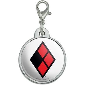 GRAPHICS & MORE Harley Quinn Diamond Logo Chrome Plated Metal Pet Dog Cat ID Tag