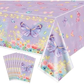 8 Pcs Butterfly Party Tablecloths - Butterfly Birthday Decorations Tablecloth Colorful Rectangular Table Covers with Butterfly Design for Spring Party Decorations, 51 x 86.6 Inch