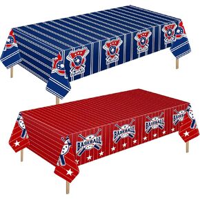 Mixweer Baseball Plastic Tablecloth Baseball Party Disposable Table Cover Baseball Party Supplies Plastic Baseball Theme Table Cover Rectangle Grass Decoration for Stadium 54 x 108 Inch (2 Pcs)
