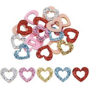 Mini Skater Glitter Felt Heart Decor Scrapbooking Embellishment for DIY Crafts Making Hair Clips Phone Case Valentine's Day Wedding Party Home Decor, 20PCS (Mix Colors)