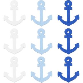 The Lord of the Tools 200pcs Navy Anchor Scattered Decoration Ship Creative Decorative Wood Chips 25x20mm for Dining Table Decoration Anchor Wood Light Blue/Dark Blue/White
