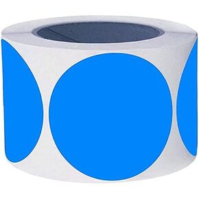 Remarkable 2" Round Color - Code Dot Stickers Labels | Fluorescent Blue Circle Dot Stickers | 500 Permanent Self-Adhesive Blank Stickers for Moving,Storage,Organizing (2inch)