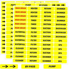Pool Equipment Identification Labels Swimming Pool Labels 1/2 x 2 Inch Waterproof Plumbing Sticker Mark for Swimming Pool Spa Equipment,Plumbing&Piping Parts 168 Pcs (Yellow)