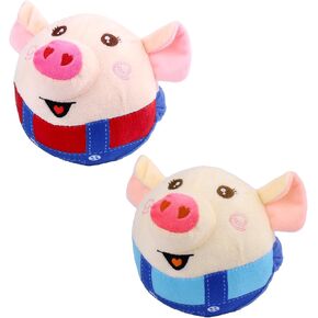 Mity rain Interactive Dog Ball Cover, Replacement Covers Only for Bouncing Ball (Blue Pig+Red Pig)