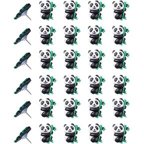 Duolai 30pcs Thumbtack Cute Animal Panda Resin PushPins Thumb Tacks Push Pins Decorative ThumbNails Soft Flat for Photos Wall Board Corkboards Maps Bulletin Office Supplies