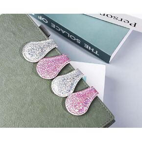 3 PCS Sparkling Leather Magnetic Bookmark, Bling Bookmark for Girls Vintage Book Mark Double-Sided Magnetic Page Markers Leather Page Clip Buckles Reading Supplies for Teacher Students Book Lovers