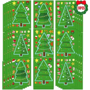 Christmas Stickers for Kids, 24 Sheets Make Your Own Santa Snowman Face Stickers Christmas Crafts for Kids Christmas Party Favors Supplies Activities Games Gifts Stocking Stuffers for Kids