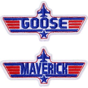 2 Pcs Maverick Patches - Goose & Maverick Embroidered Hook and Loop Patches, Morale Patch for Backpacks, Dog Harnesses, Army Vests, Gym Bags, Hats, Helmets