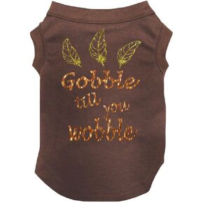 Petitebella Feathers Gobble Till You Wobble Puppy Dog Shirt (Brown/Orange, Medium)