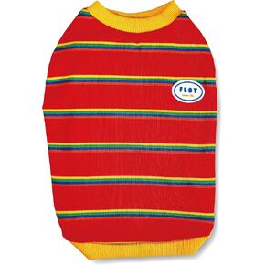 FLOT Designer Dog Sleeveless T-Shirt Premium Materials Tailored Fit Stripe Trendy Designed and Made in Korea (Red/Apple) Large