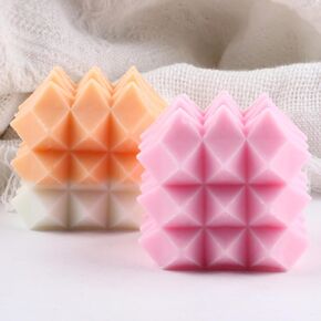 Diamond Candle Mold Geometry Candle Mold Geometric Silicone Candle Molds Diamond Resin Casting Molds for Candle Home Decorate Mold Candle Making Aromatherapy Gypsum Candles Resin Clay Craft