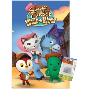 Trends International Disney Sheriff Callie - ملصق حائط Howdy، مقاس 14.72 بوصة × 22.37 بوصة، ملصق ممتاز وحزمة دبابيس الدفع