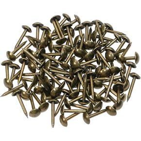 Shapenty 100PCS 6mm Diameter Small Vintage Decorative Furniture Sofa Rivet Nails Upholstery Pins Craft Thumbtack Tack, 6x14mm, Antique Brass