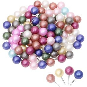 Tupalizy 100PCS Decorative Push Pins for Cork Bulletin Board Wall Hangings Plastic Round Head and Steel Point Thumb Tacks for Travel Map Pictures Posters Photos Wall Home School Office, Multicolor
