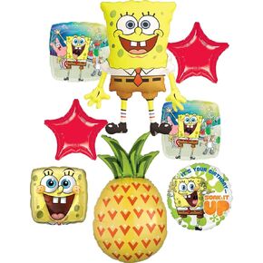 Spongebobs Birthday Party Supplies 8pc Pineapple Foil Balloon Bouquet Decorations