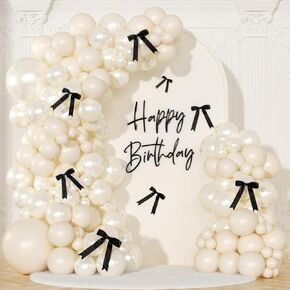Black and White Balloon Arch Kit 141 Pcs Coquette Birthday Decorations Include Black White Balloon and Black Bow for Wedding Birthday Baby Shower Gender Reveal Black Bow Birthday Decorations