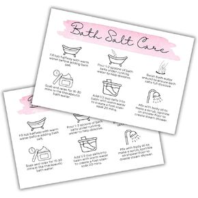 Bath Salt Care Instruction Cards Label | 30 pk 4x6" for Container Jar Wholesale Client Packaging Scoop Pouch Tag for DIY Test Tube