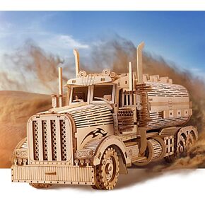 3D Wooden Puzzle, Wooden Truck Model for Adults and Teens, Challenging 3D Puzzle Car,307PCS, Brainteasers and Wooden Models for Christmas/Birthday（Fuel Tank Car）