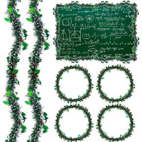 26 Ft Eucalyptus Bulletin Board Borders, 3D Artificial Eucalyptus Garland Faux Greenery Border Wall Decor Leaf Border for Photo Wall Classroom Board Chalkboard Decorations