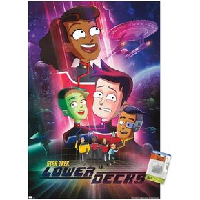 Trends International Star Trek: Lower Decks - Key Art Wall Poster, 22.37" x 34.00", Premium Poster & Push Pin Bundle