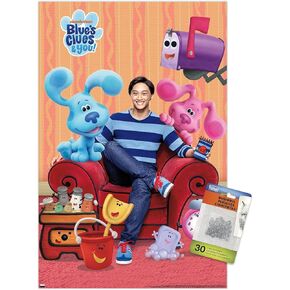 Trends International Nickelodeon Blue's Clues - ملصق حائط جماعي، 14.72 بوصة × 22.37 بوصة، ملصق ممتاز وحزمة دبابيس الدفع
