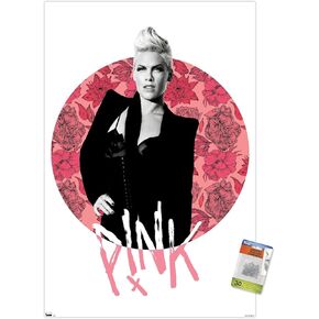 Trends International P!nk - Flowers Wall Poster, 22.37" x 34.00", Poster & Push Pin Bundle