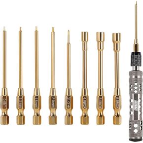 INJORA 8 in 1 RC Car Tools Kit, Hex Screwdriver Nut Driver & Phillips Screwdriver Tool Set, 1/4" Drive Hex Bit Set, Allen Wrenches For 1/18 1/24 RC Mini Crawler Car Axial SCX24 AX24 FMS FCX24 TRX4M