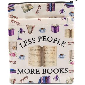 PLITI Book Lover Book Sleeve Reading Love Gift Less People More Books Book Protector for Writer Reader Gift (More Books BS)