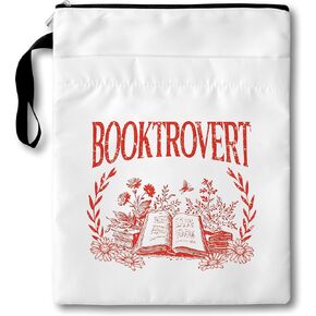 Booktrovert Book Sleeve with Zipper, Vintage Book Covers for Paperbacks with Pocket, Book Pouch Gifts for Book Lover Readers Librarian, Bookish Idea for Bookmate, Washable Book Sleeve Protector -09