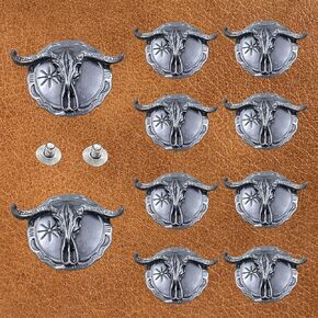 10pcs 30mm (1.18inch) Screw Back Buttons for Leather Bull Screw Back Coin Screw Back Buttons Leather Craft Ornament Leather Decoration for Wallets Belts Vests Bags,Style B