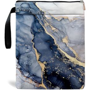 Book Sleeve Book Sleeve for Book Lovers Book Protector Bookish Gifts Book Cover with Zipper for Paperback Washable Bookcover for Teen Adult Teacher Gifts(Golden Cyan Marble)