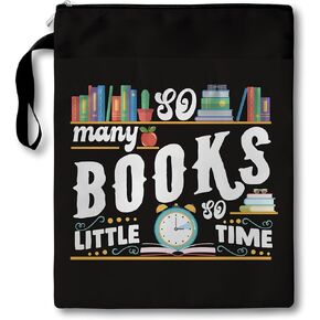 So Many Book So Little Time Book Club Gifts Bag, Book Sleeves with Zipper, 11x9 Inch Washable Book Covers for Paperbacks, Book Cover Bag Gifts for Women Bibliophile Reader Bookish, A022