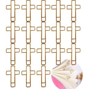 80 pcs Cross Paper Clips - Vintage Gold Small Paper Clips Holder Assorted Size Colors,Funny Office School Supplies Bookmarks, Cute Christmas Birthday Gifts for Corss Lovers Women Kids
