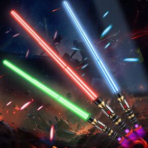 Light up Sword Set,3 Pack LED Light Swords with Sound(Motion Sensitive),Extendable and Realistic Handle,Great for Halloween Party,War Fighter Warriors