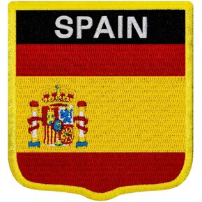 EmbTao Spain National Shield Flag Patch Embroidered Badge Biker Applique Iron On Sew On Emblem