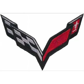 Corvet Racing Flags Sports Cars Embroidered Iron on Sew on 5 inch Patch