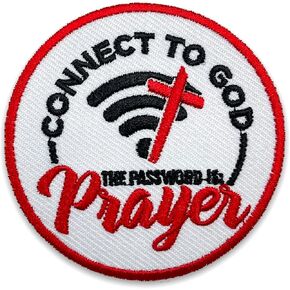 Connect to G*d Patch 3 Inches Iron On/Sew On Embroidered Applique Patch for Clothes Backpacks Hats, Funny Christian, Religious, Scripture, Jesus DIY Accessories Gifts for Mom Dad Friends Coworkers