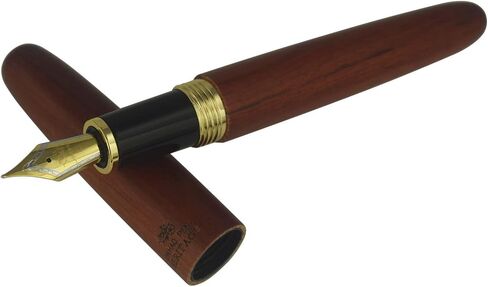 Jinhao 9036 Wooden Vintage Fountain Pen, Cherry wood Antique Natural Pens, Fine Nib With Refillable Ink Converter, Handcrafted Collection Gift Case Set in Kuwait