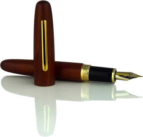 Jinhao 9036 Wooden Vintage Fountain Pen, Cherry wood Antique Natural Pens, Fine Nib With Refillable Ink Converter, Handcrafted Collection Gift Case Set in Kuwait