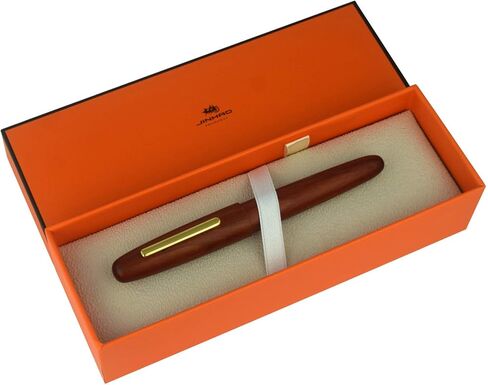 Jinhao 9036 Wooden Vintage Fountain Pen, Cherry wood Antique Natural Pens, Fine Nib With Refillable Ink Converter, Handcrafted Collection Gift Case Set in Kuwait